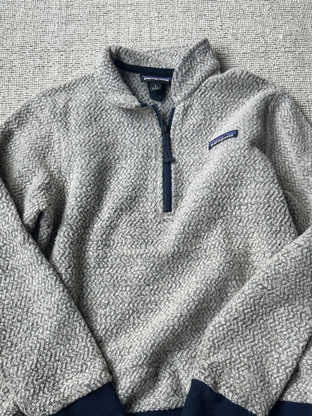 Patagonia Woolyester Fleece Pullover 1/4 Zip Wool Blend Oatmeal Men’s Small